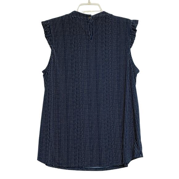 Adrianna Papell Pullover Blouse, Cap Sleeves, Navy w/White Polka Dots, Size 1X - Picture 2 of 7